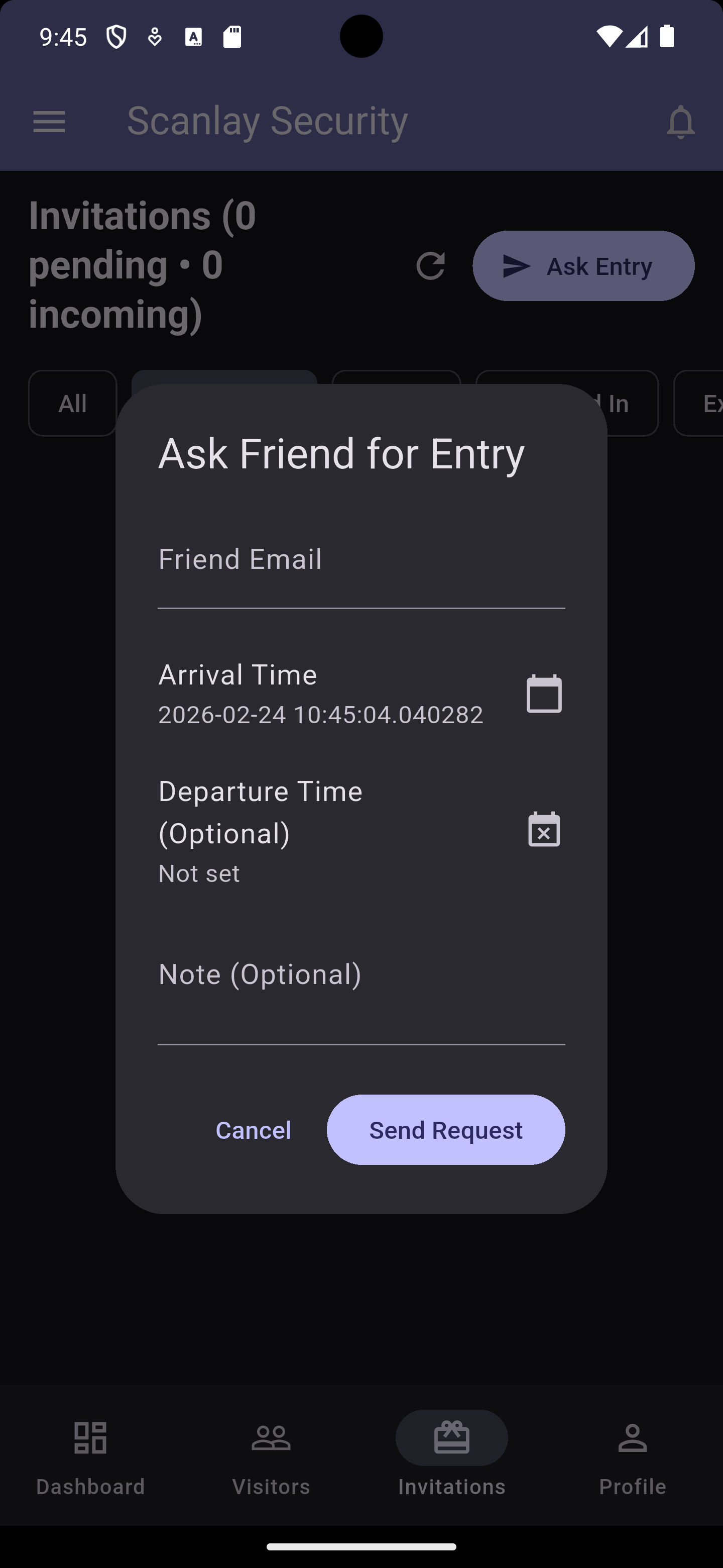 App screenshot: Generating an access code